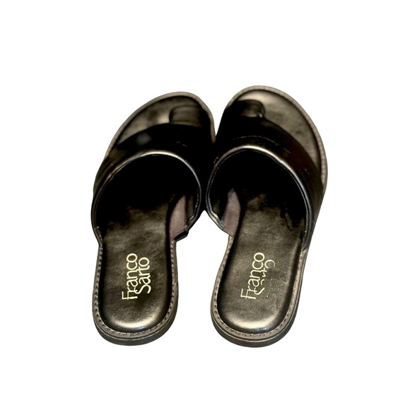 Franco Sarto Black Leather Thong Slide Sandals Women's - Picture 1 of 6